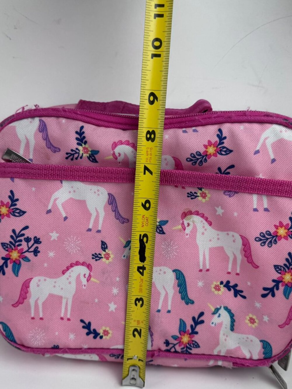 Wildkin Pink Unicorn Insulated Lunch Box Bag Cooler Zipper Pocket 9.5x7" stains - Picture 4 of 13